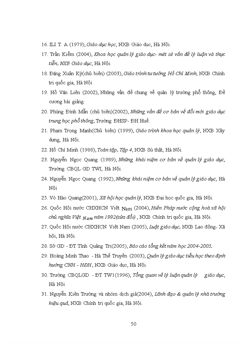 image for page Các biện pháp quản lý đội ngũ tổ trưởng chuyên môn của Hiệu trưởng ở trường THPT 1