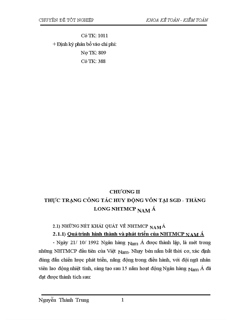 image for page Thực trạng và giải pháp nhằm nâng cao hiệu quả nghiệp vụ huy động vốn tại sở giao dịch Thăng Long NHTMCP Nam Á