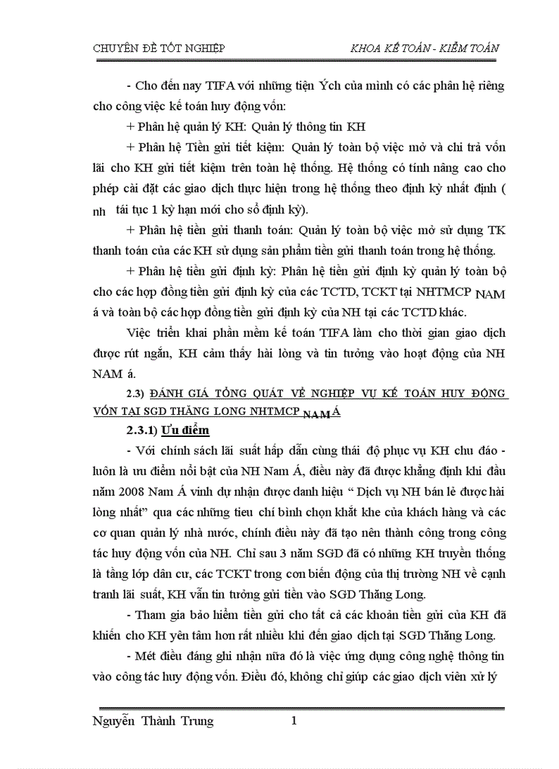 image for page Thực trạng và giải pháp nhằm nâng cao hiệu quả nghiệp vụ huy động vốn tại sở giao dịch Thăng Long NHTMCP Nam Á
