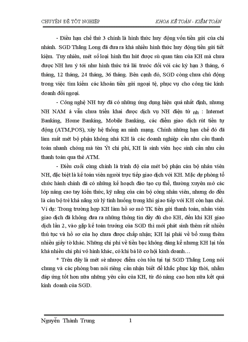 image for page Thực trạng và giải pháp nhằm nâng cao hiệu quả nghiệp vụ huy động vốn tại sở giao dịch Thăng Long NHTMCP Nam Á