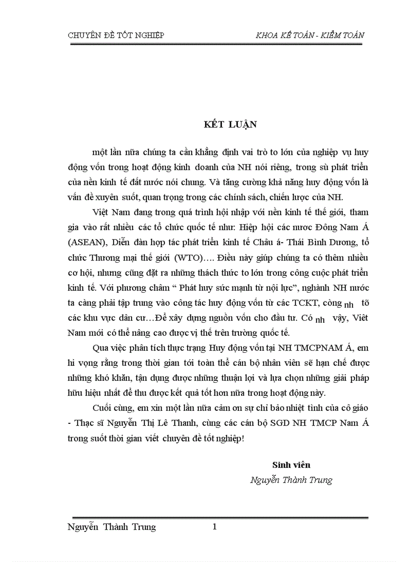 image for page Thực trạng và giải pháp nhằm nâng cao hiệu quả nghiệp vụ huy động vốn tại sở giao dịch Thăng Long NHTMCP Nam Á