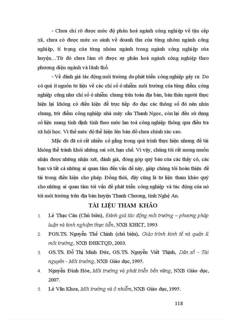 image for page Phát triển công nghiệp và tác động của nó lên ô nhiễm môi trường ở huyện Thanh Chương tỉnh Nghệ An 1