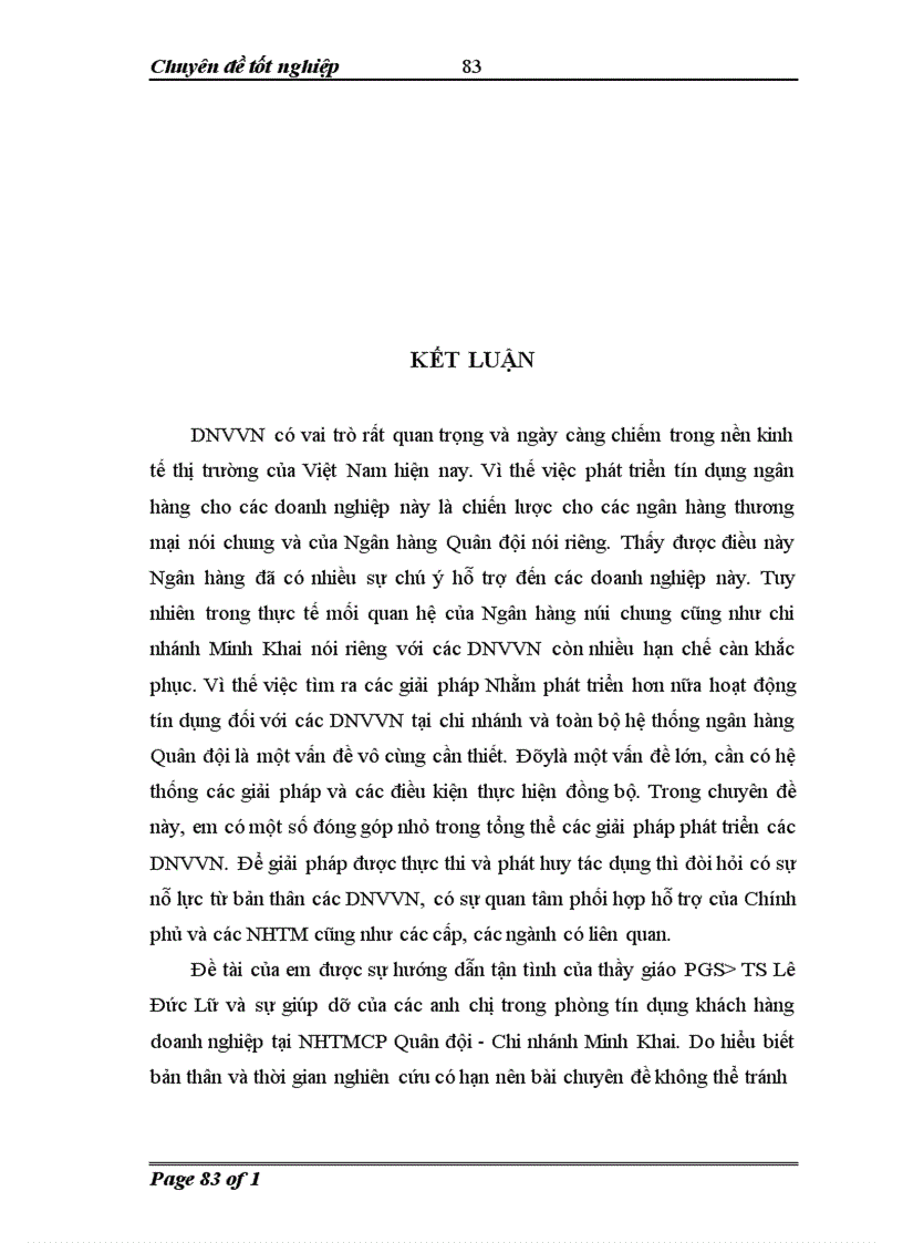 image for page Phát triển hoạt động tín dụng đối với các doanh nghiệp vừa và nhỏ tại Ngân hàng thương mại cổ phần quân đội Chi nhánh Minh Khai 1