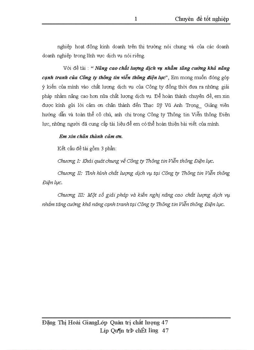 image for page Nâng cao chất lượng dịch vụ nhằm tăng cường khả năng cạnh tranh của Công ty thông tin viễn thông điện lực 1