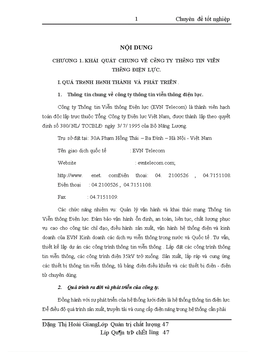 image for page Nâng cao chất lượng dịch vụ nhằm tăng cường khả năng cạnh tranh của Công ty thông tin viễn thông điện lực 1