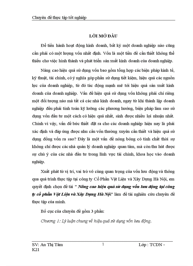 image for page Nâng cao hiệu quả sử dụng vốn lưu động tại công ty cổ phần Vật Liệu và Xây Dựng Hà Nội