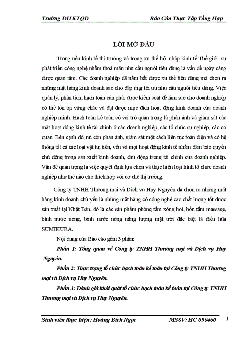 image for page Thực trạng tổ chức hạch toán kế toán tại Công ty TNHH Thương mại và Dịch vụ Huy Nguyên 1