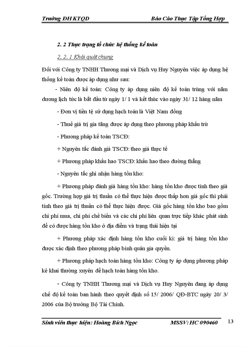 image for page Thực trạng tổ chức hạch toán kế toán tại Công ty TNHH Thương mại và Dịch vụ Huy Nguyên 1