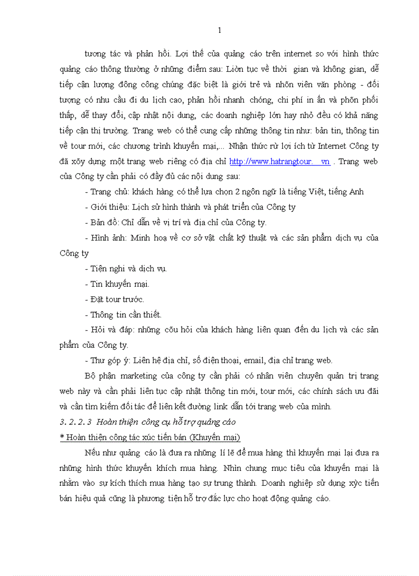 image for page Giải pháp hoàn thiện hoạt động quảng cáo đối với thị trường khách du lịch nội địa của Công ty TNHH thương mại và du lịch Hạ Trắng