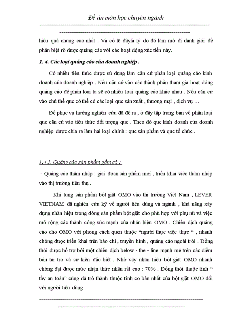 image for page Nghiên cứu hoặt động quảng cáo của công ty liên doanh LEVER VIETNAM đối với sản phẩm bột giặt OMO trên thị trường miền bắc 1