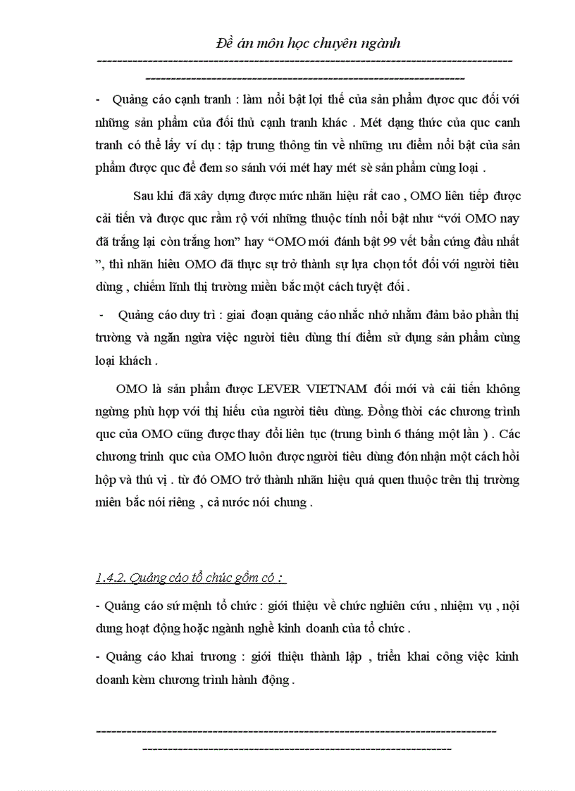 image for page Nghiên cứu hoặt động quảng cáo của công ty liên doanh LEVER VIETNAM đối với sản phẩm bột giặt OMO trên thị trường miền bắc 1