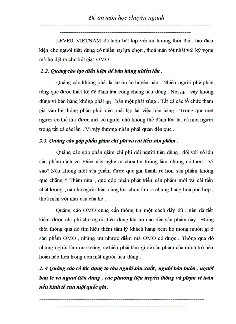 image for page Nghiên cứu hoặt động quảng cáo của công ty liên doanh LEVER VIETNAM đối với sản phẩm bột giặt OMO trên thị trường miền bắc 1