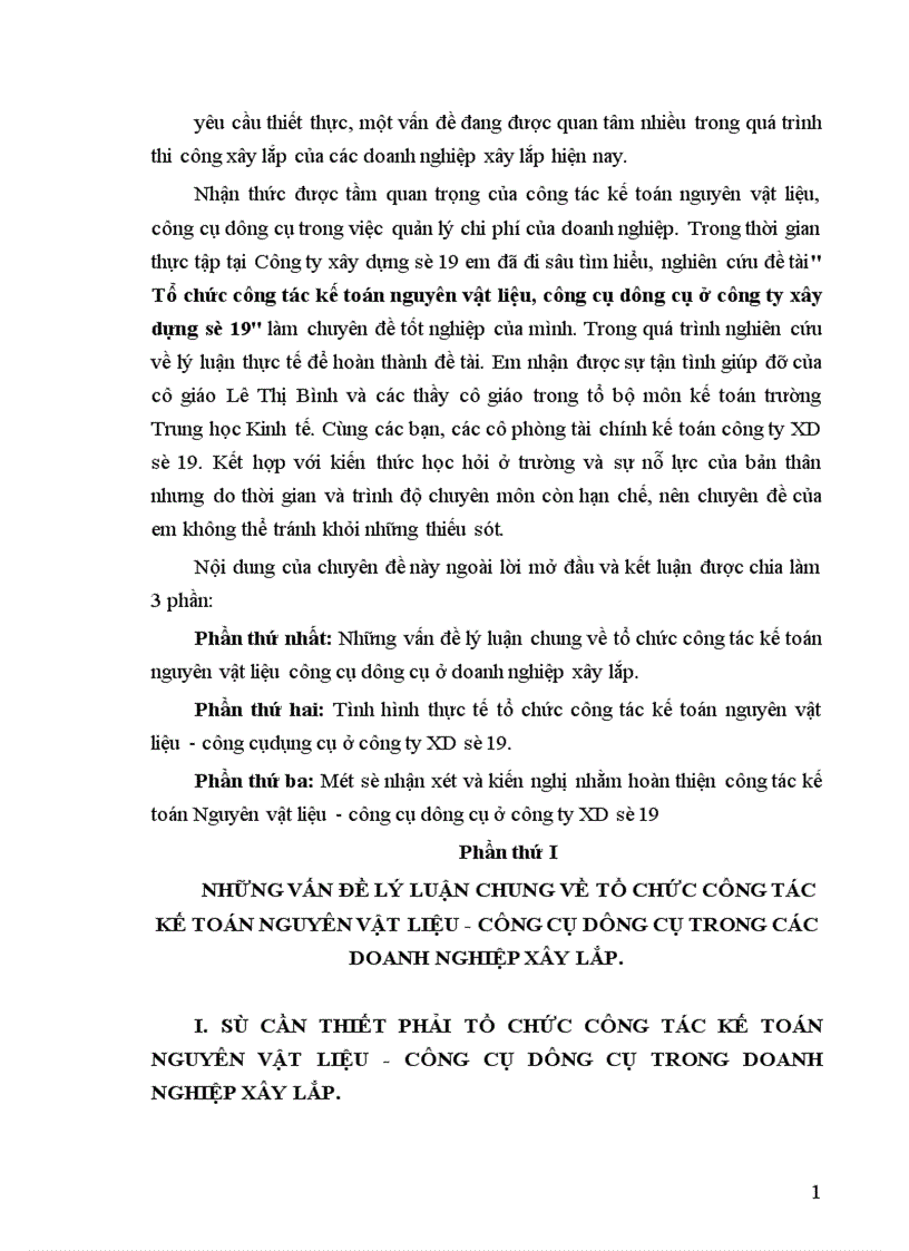 image for page Tổ chức công tác kế toán nguyên vật liệu công cụ dụng cụ ở công ty xây dựng số 19 1