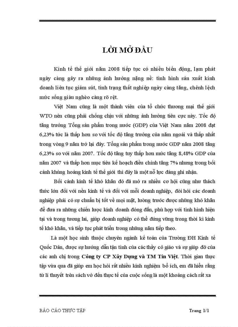 image for page Báo cáo thực tập tổng hợp tại Công ty CP Xây Dựng và TM Tín Việt