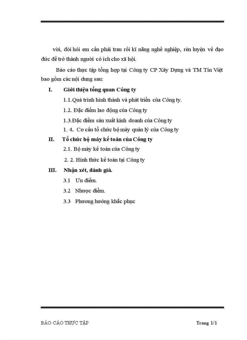 image for page Báo cáo thực tập tổng hợp tại Công ty CP Xây Dựng và TM Tín Việt
