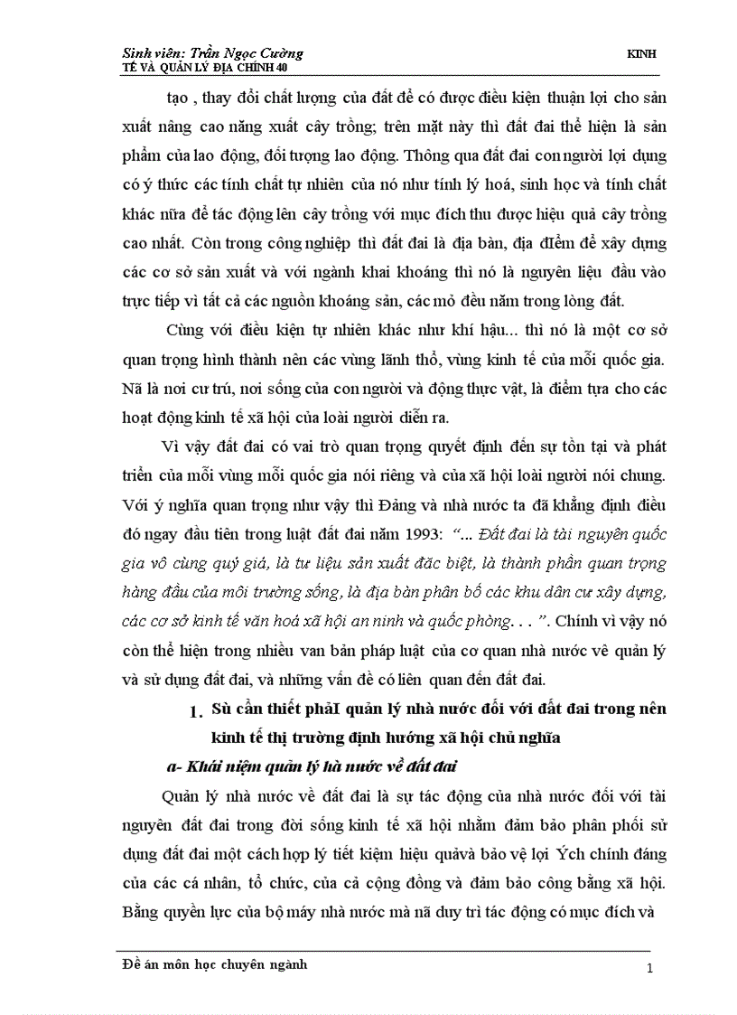 Một số vấn đề quản lý nhà nước về đất đai trong nền kinh tế thị trường định hướng xã hội chủ nghĩa 1