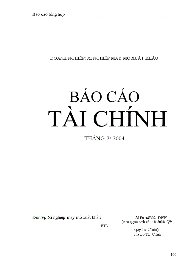 image for page báo cáo tổng hợp kế toán tại nhà máy chỉ khâu Hà Nội