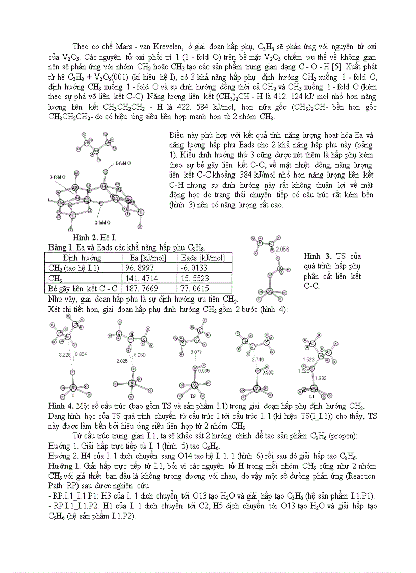 Nghiên cứu lí thuyết cơ chế phản ứng oxi đềhiđro hóa propan trên xúc tác v2o5 001 bằng phương pháp phiếm hàm mật độ sử dụng sóng phẳng và thế giẢ 1