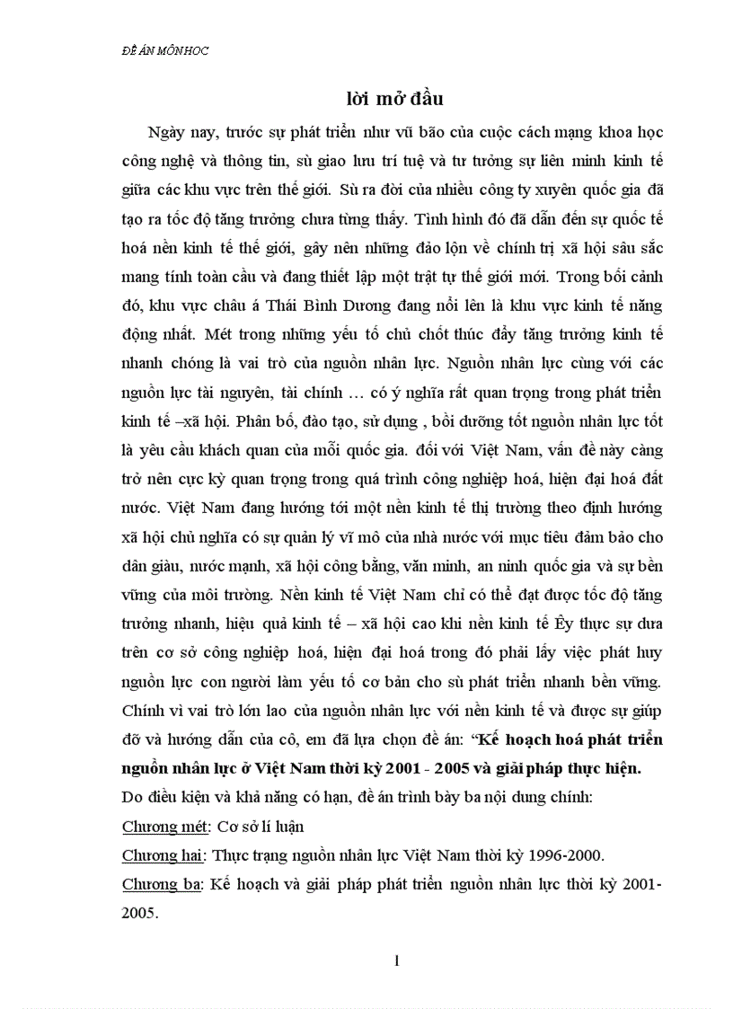 image for page Kế hoạch hoá phát triển nguồn nhân lực ở Việt Nam thời kỳ 2001 2005 và giải pháp thực hiện 1