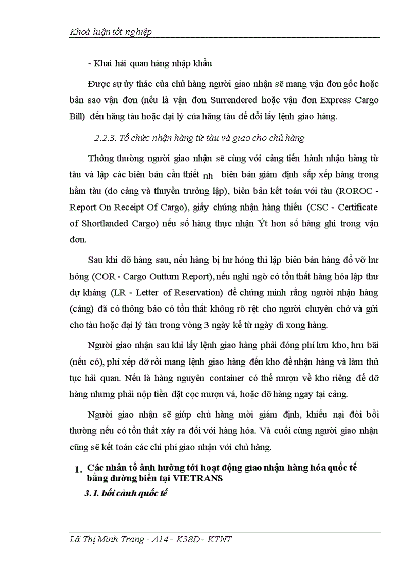 image for page Giao nhận hàng hóa quốc tế bằng đường biển tại Công ty giao nhận kho vận ngoại thương VIETRANS