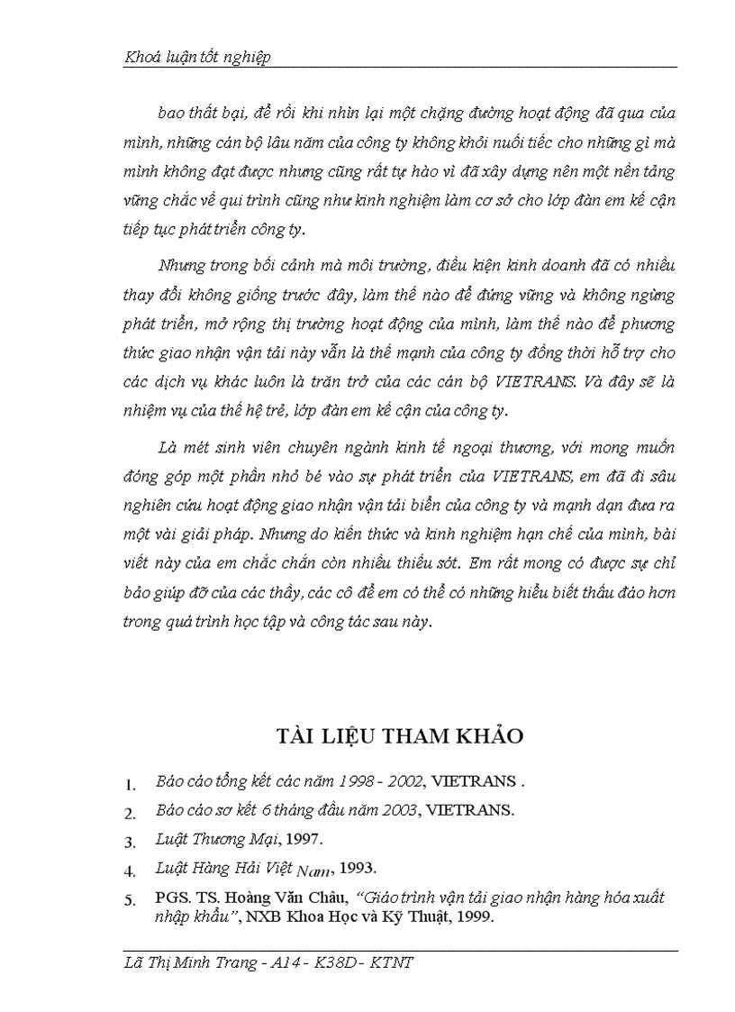 image for page Giao nhận hàng hóa quốc tế bằng đường biển tại Công ty giao nhận kho vận ngoại thương VIETRANS