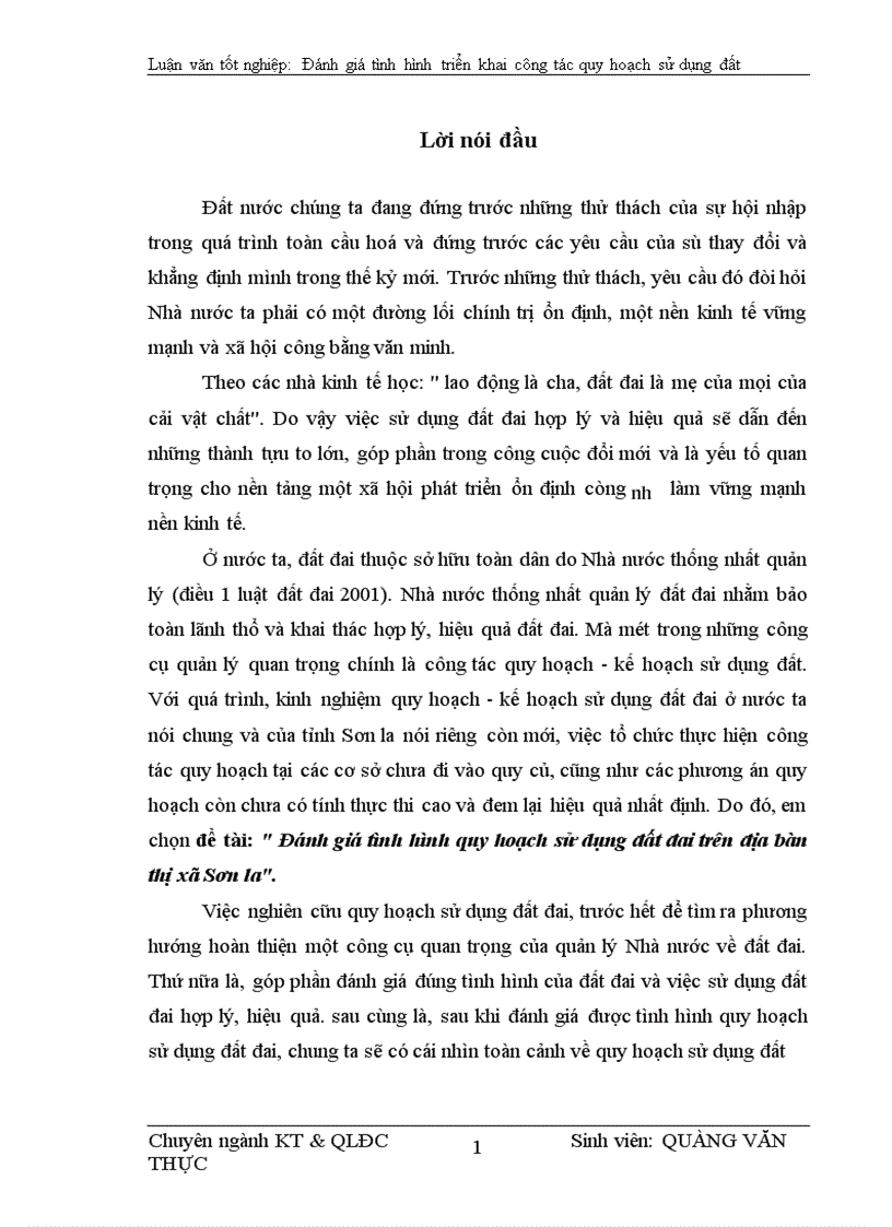 image for page Đánh giá tình hình quy hoạch sử dụng đất đai trên địa bàn thị xã Sơn la 1