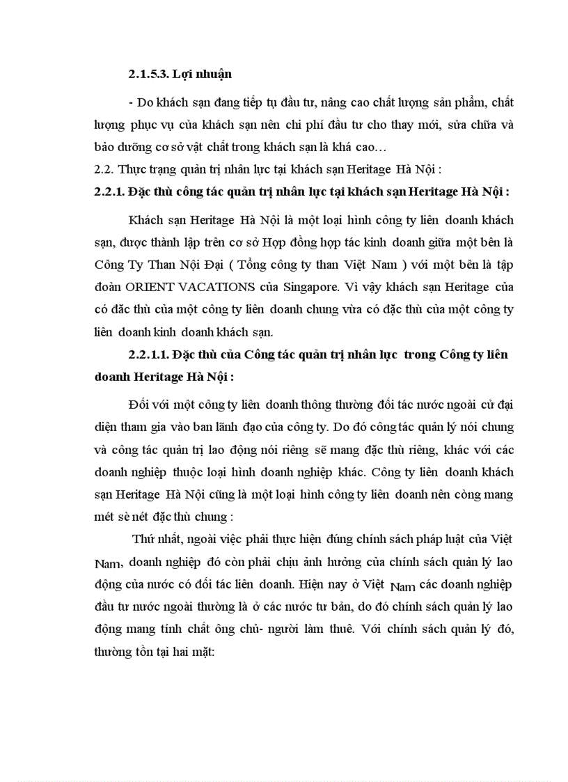 image for page Thực trạng và một số giải pháp nhằm hoàn thiện quản trị nhân lực tại khách sạn Heritage Hà Nội