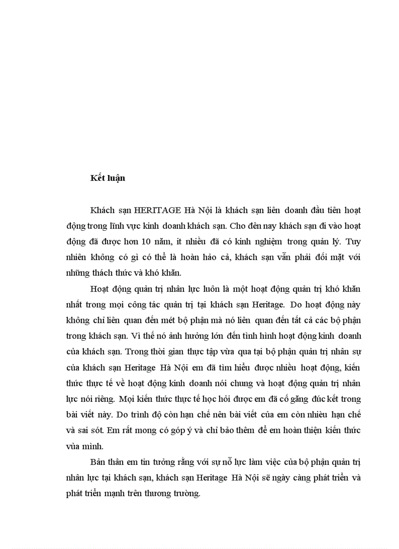 image for page Thực trạng và một số giải pháp nhằm hoàn thiện quản trị nhân lực tại khách sạn Heritage Hà Nội