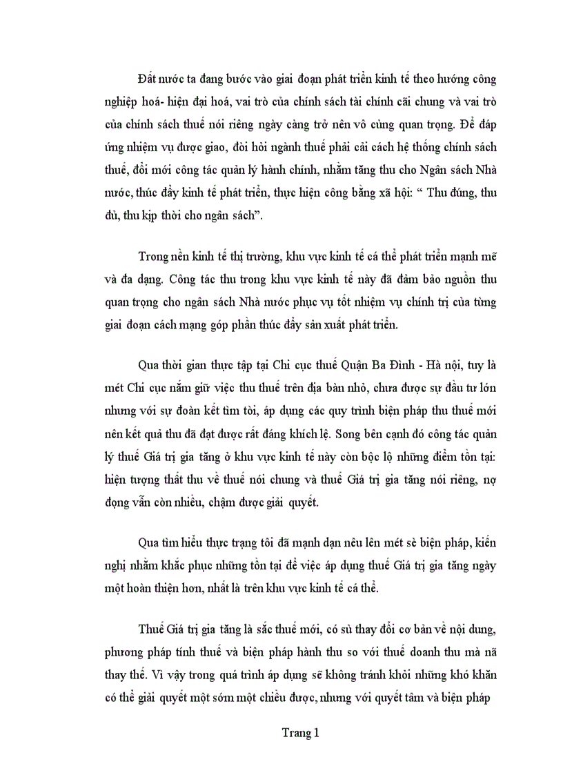 image for page Bàn về công tác quản lí thu thuế giá trị gia tăng ở khu vực kinh tế cá thể trên địa bàn quận Ba đình 1