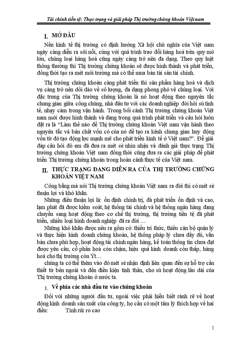 image for page Thực trạng và giải pháp Thị trường chứng khoán Việt nam 1