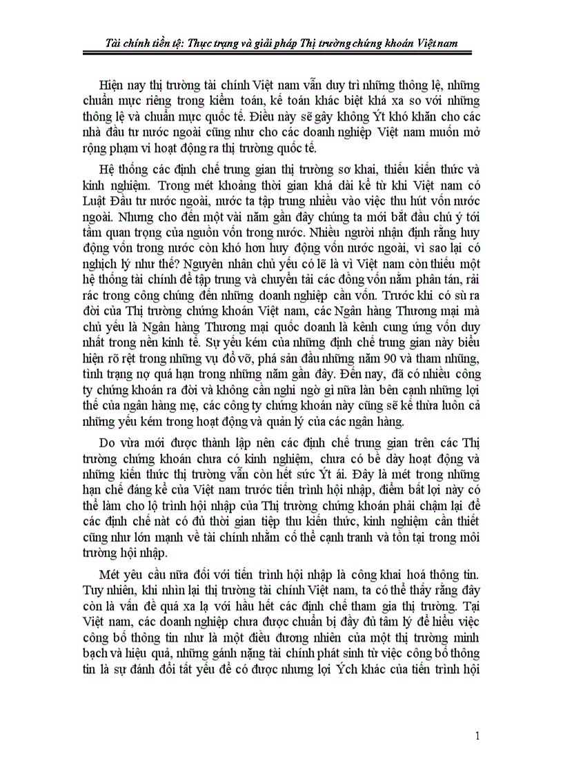 image for page Thực trạng và giải pháp Thị trường chứng khoán Việt nam 1