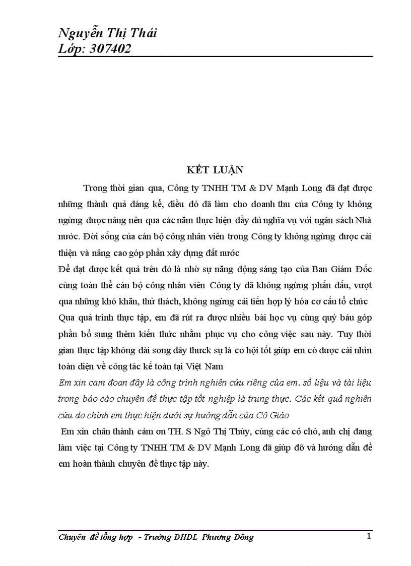 image for page Tổ chức công tác kế toán bán hàng và xác định kết quả kinh doanh kinh doanh tại Công ty TNHH TM DV Mạnh Long 1