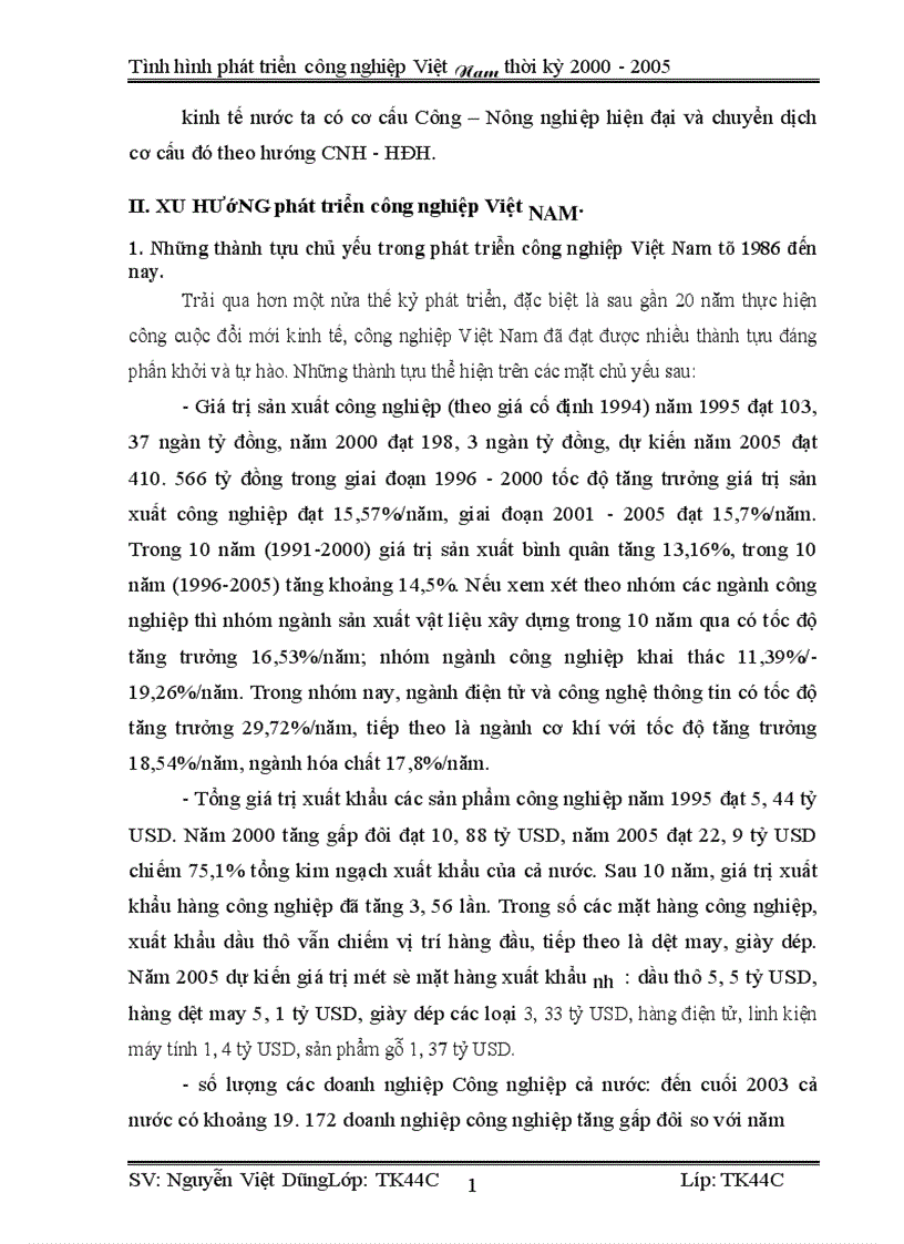 image for page Vận dụng phương pháp dãy số thời gian phân tích tình hình phát triển công nghiệp Việt Nam từ 2000 2005 và dư đoán ngắn hạn đến 2007 1
