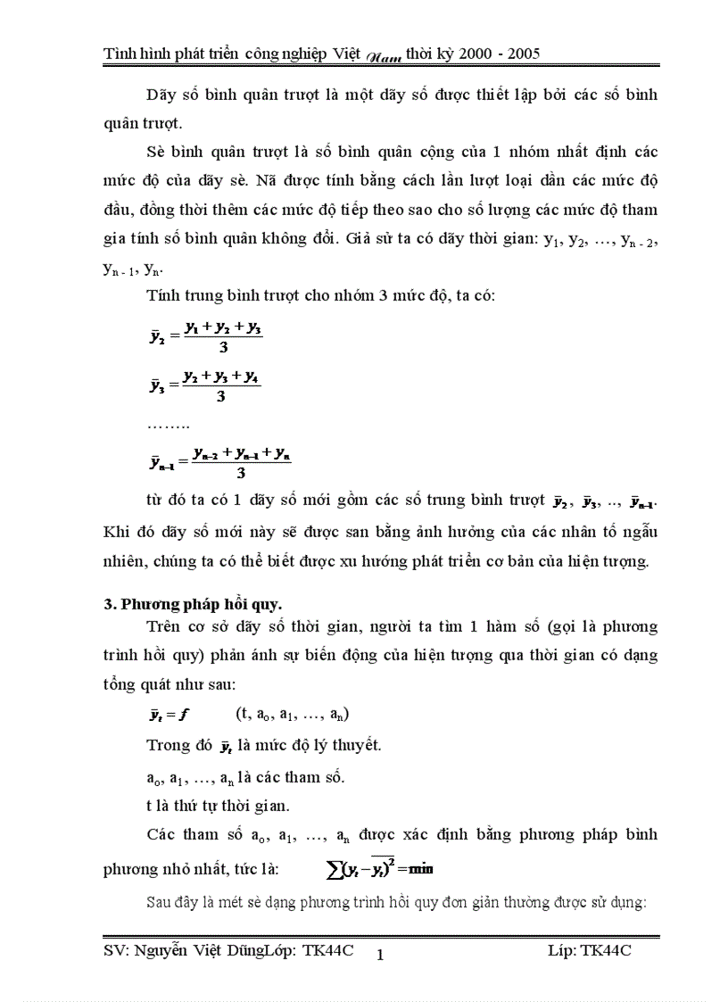 image for page Vận dụng phương pháp dãy số thời gian phân tích tình hình phát triển công nghiệp Việt Nam từ 2000 2005 và dư đoán ngắn hạn đến 2007 1