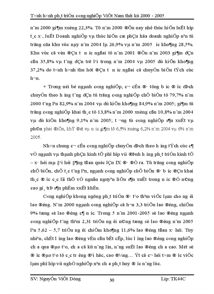 image for page Vận dụng phương pháp dãy số thời gian phân tích tình hình phát triển công nghiệp Việt Nam từ 2000 2005 và dư đoán ngắn hạn đến 2007 1