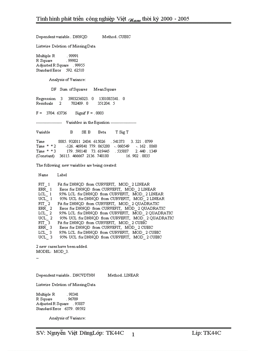 image for page Vận dụng phương pháp dãy số thời gian phân tích tình hình phát triển công nghiệp Việt Nam từ 2000 2005 và dư đoán ngắn hạn đến 2007 1