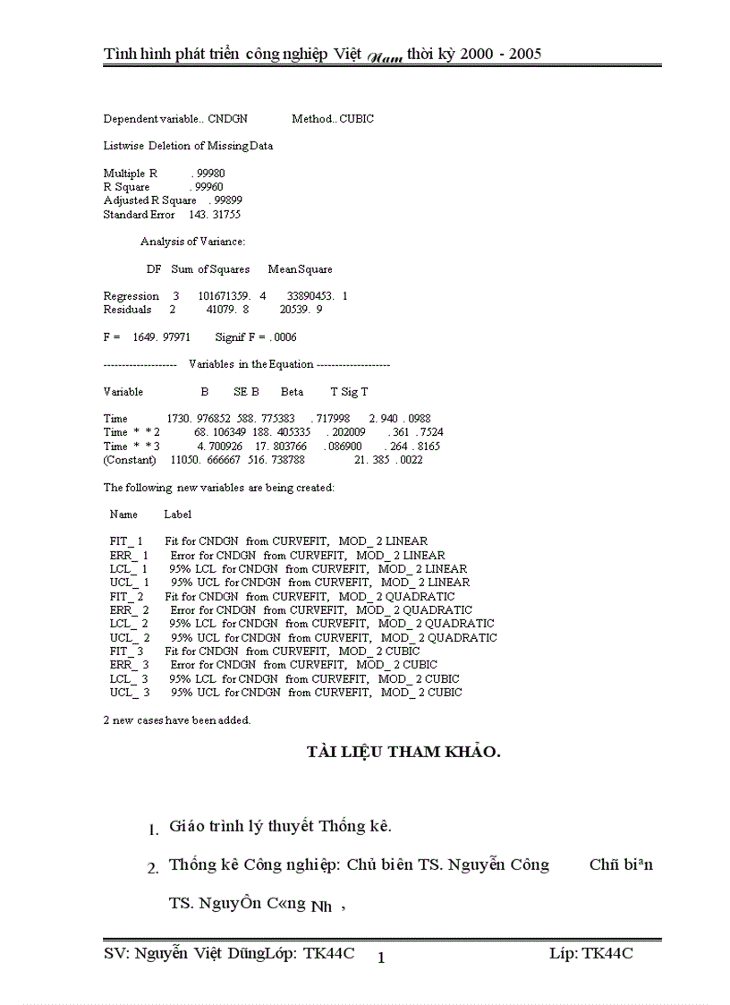 image for page Vận dụng phương pháp dãy số thời gian phân tích tình hình phát triển công nghiệp Việt Nam từ 2000 2005 và dư đoán ngắn hạn đến 2007 1