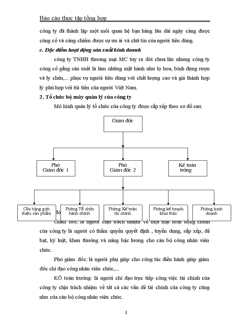 Tình hình tổ chức thực hiện công tác kế toán công ty TNHH thương mại MC