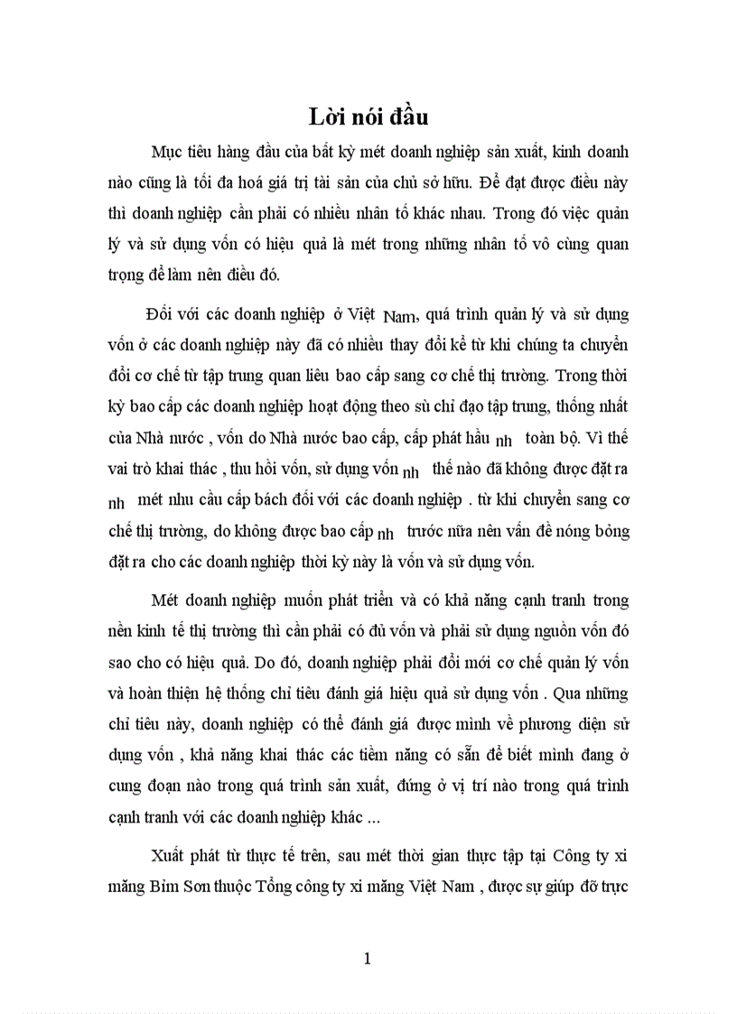 image for page Giải pháp nâng cao hiệu quả sử dụng vốn tại công ty xi măng Bỉm sơn 1