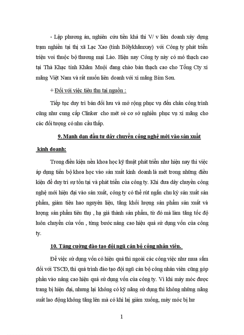 image for page Giải pháp nâng cao hiệu quả sử dụng vốn tại công ty xi măng Bỉm sơn 1