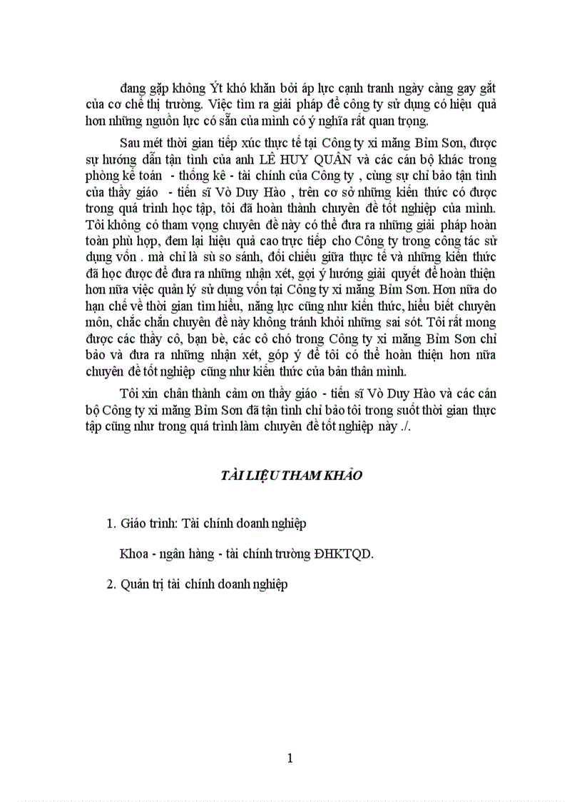 image for page Giải pháp nâng cao hiệu quả sử dụng vốn tại công ty xi măng Bỉm sơn 1