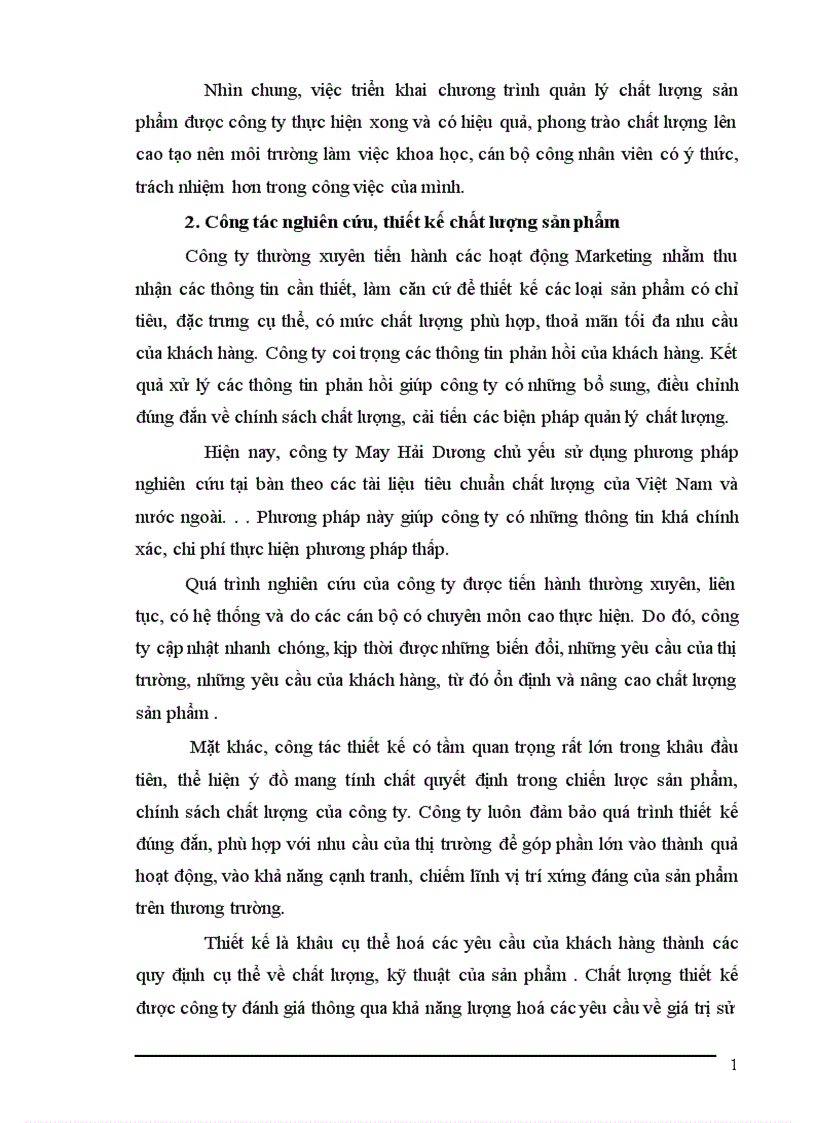 image for page Phân tích tình hình chất lượng sản phẩm và đề xuất biện pháp nâng cao chất lượng sản phẩm ở Công ty May Hải Dương 1
