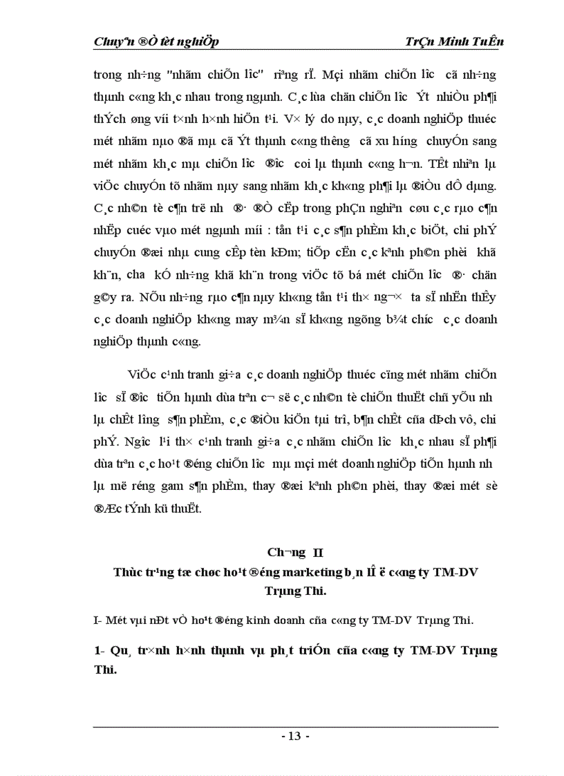 image for page Một số giải pháp marketing nhằm hoàn thiện và nâng cao mức độ thỏa mãn khách hàng của Công ty TM DV Tràng Thi 1