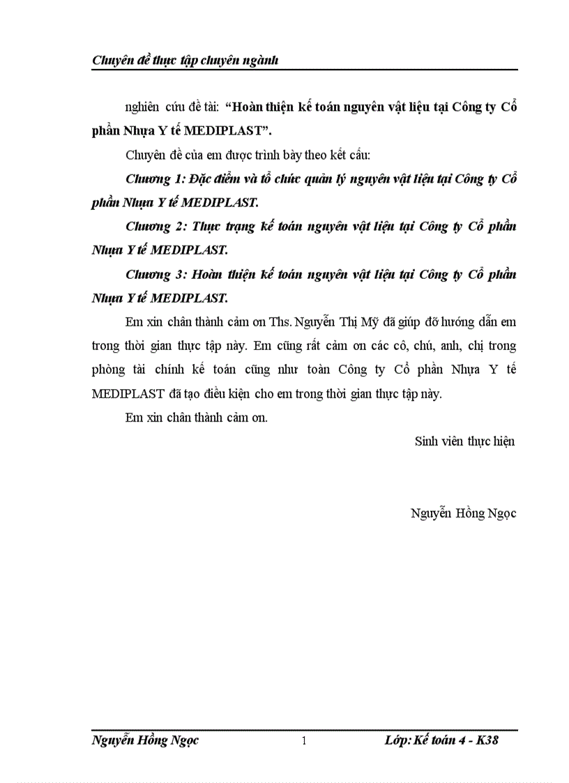 image for page Hoàn thiện kế toán nguyên vật liệu tại Công ty Cổ phần Nhựa Y tế MEDIPLAST 1