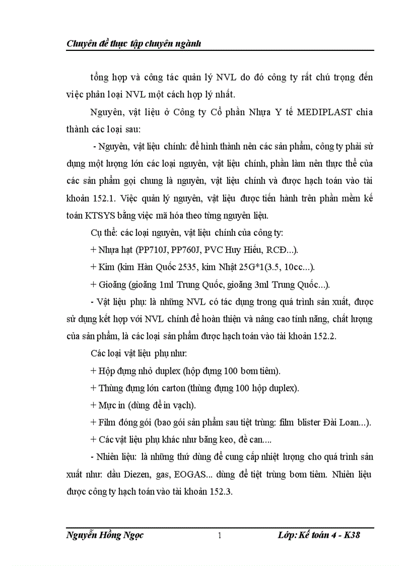 image for page Hoàn thiện kế toán nguyên vật liệu tại Công ty Cổ phần Nhựa Y tế MEDIPLAST 1