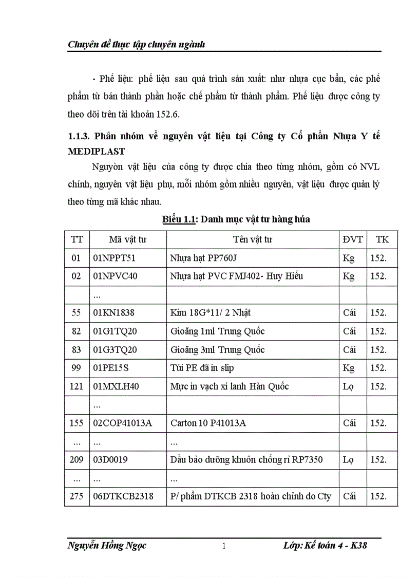 image for page Hoàn thiện kế toán nguyên vật liệu tại Công ty Cổ phần Nhựa Y tế MEDIPLAST 1