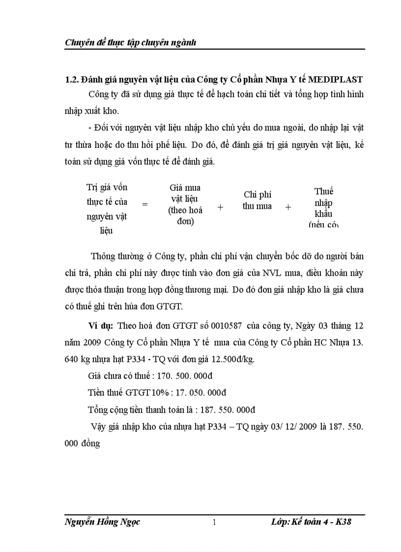 image for page Hoàn thiện kế toán nguyên vật liệu tại Công ty Cổ phần Nhựa Y tế MEDIPLAST 1