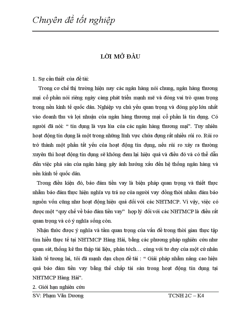 image for page Giải pháp nhằm nâng cao hiệu quả bảo đảm tiền vay bằng thế chấp tài sản trong hoạt động tín dụng tại NHTMCP Hàng Hải 1