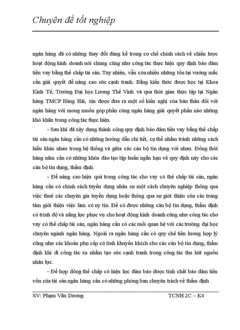 image for page Giải pháp nhằm nâng cao hiệu quả bảo đảm tiền vay bằng thế chấp tài sản trong hoạt động tín dụng tại NHTMCP Hàng Hải 1