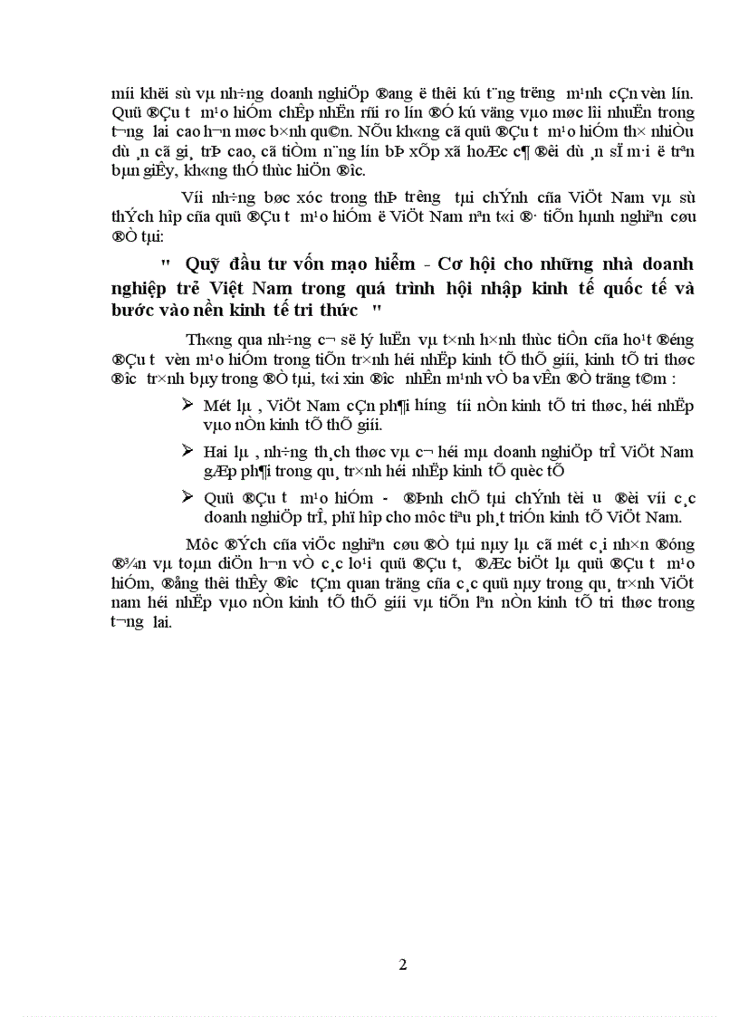image for page Quỹ đầu tư vốn mạo hiểm Cơ hội cho những nhà doanh nghiệp trẻ Việt Nam trong quỏ trỡnh hội nhập kinh tế quốc tế và bước vào nền kinh tế tri thức